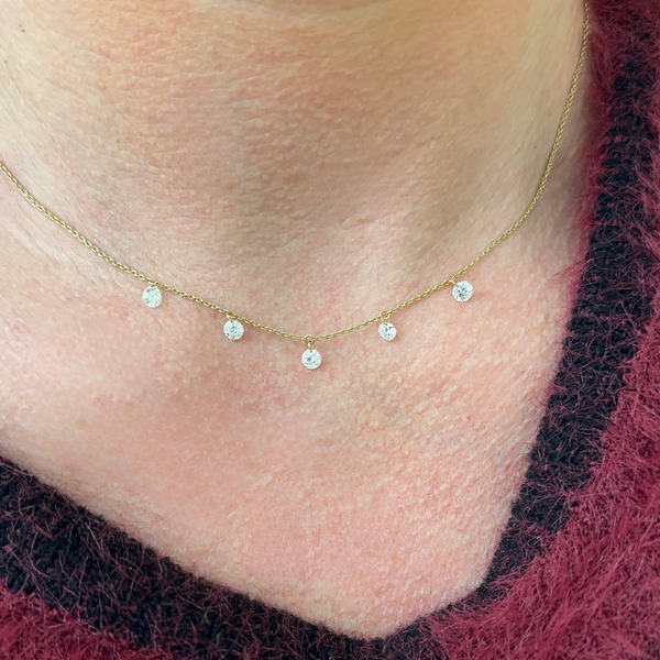 Lab-Grown Round Brilliant Cut Diamond Drilled Necklace