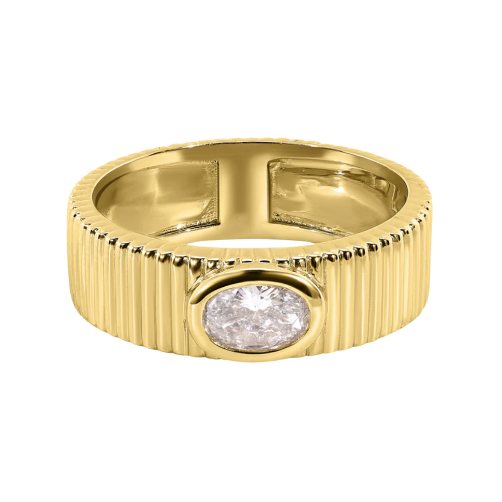 Fluted Oval Diamond Skinny Cigar Band