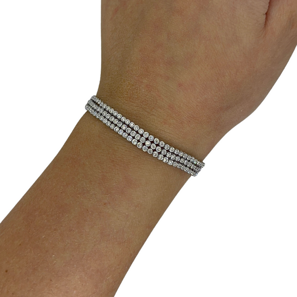 Lab-Grown Triple Row Tennis Bracelet