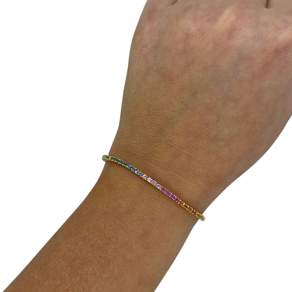 Dainty Rainbow Sapphire Tennis Bracelet