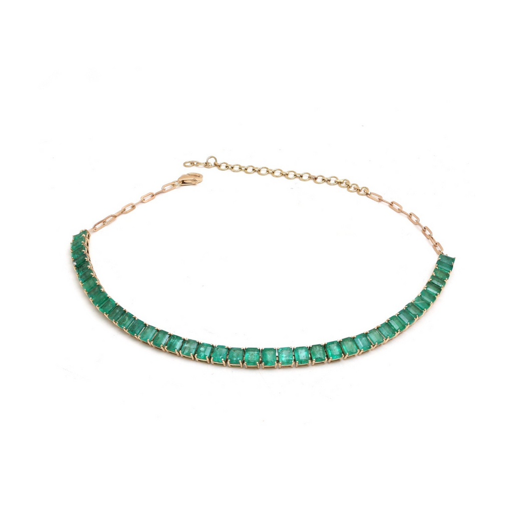 Halfway Tennis Emerald Choker Necklace