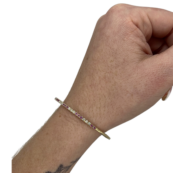 Alternating Pink Sapphire & Diamond Flexi Bangle