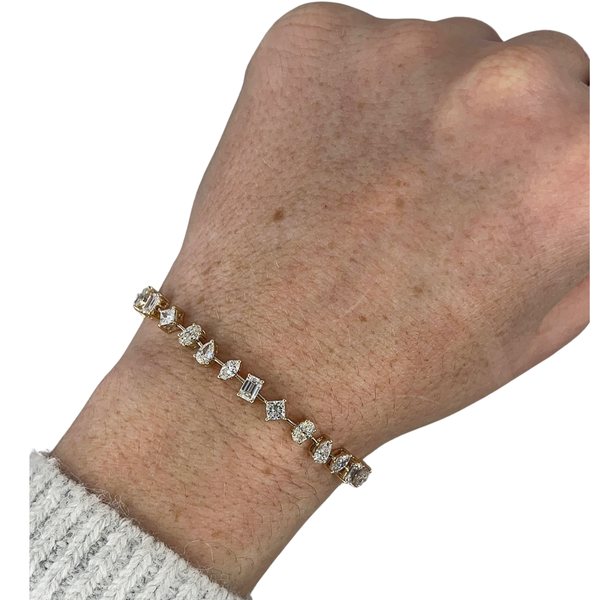 Lab-Grown Multi-Shape Negative Space Diamond Tennis Bracelet