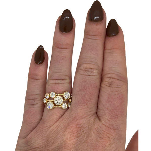 Lab-Grown Bezel Bubble Triple Row Ring