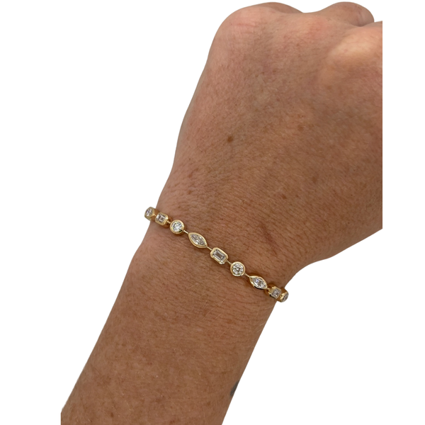 Lab-Grown Bezel Set Multi-Shape Tennis Bracelet