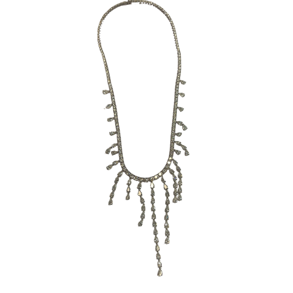 Round & Pear Shaped Dangle Tennis Necklace