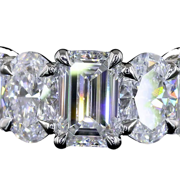 Lab-Grown Emerald & Oval Platinum Eternity Band