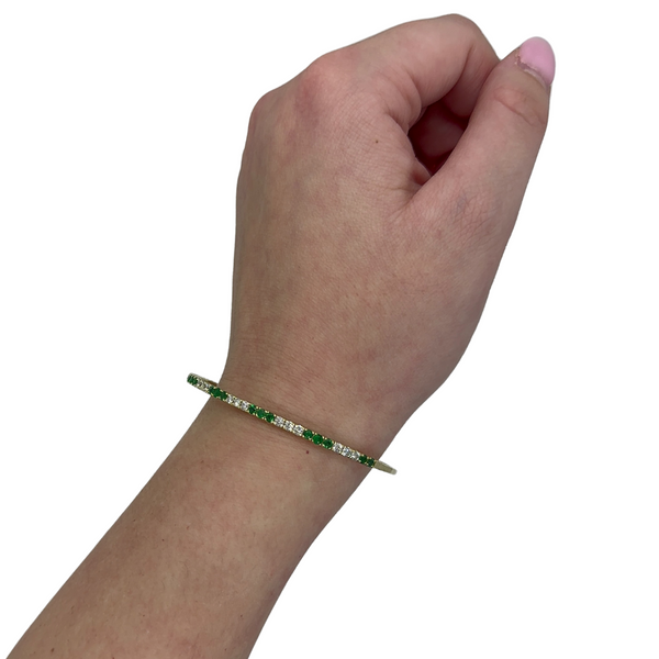 Emerald & Diamond Flexible Bangle
