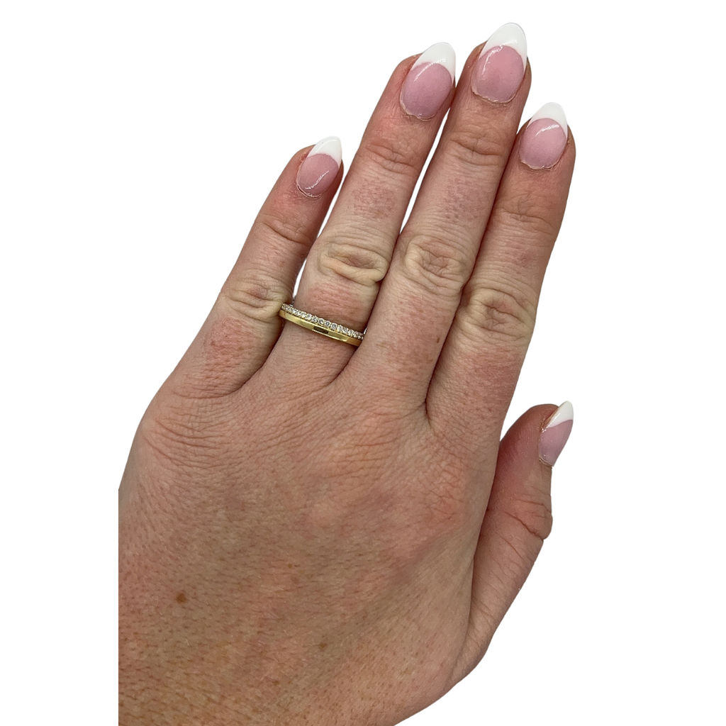 Double Row Glossy Diamond Eternity Band