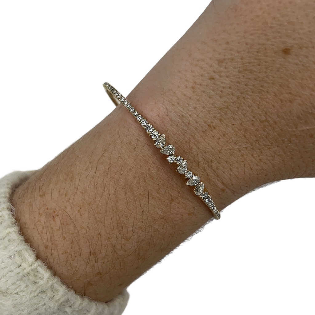 Offset Pear & Round Flexi Bangle