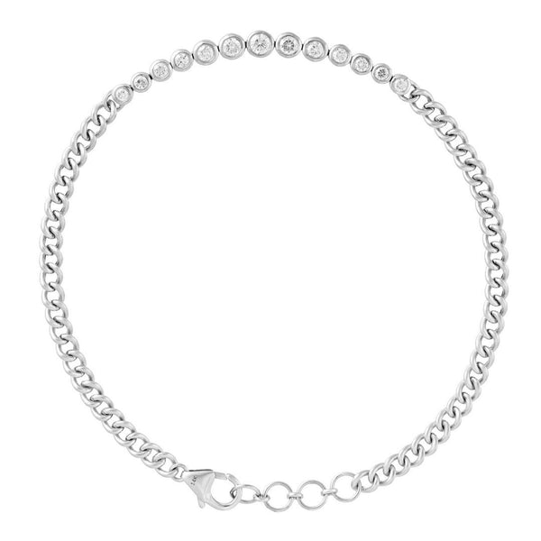 Bezel Diamond Cuban Chain Bracelet