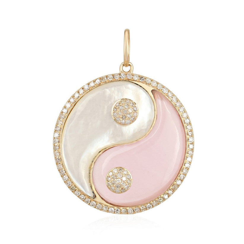 Mother of Pearl and Rose Quartz Yin & Yang Charm