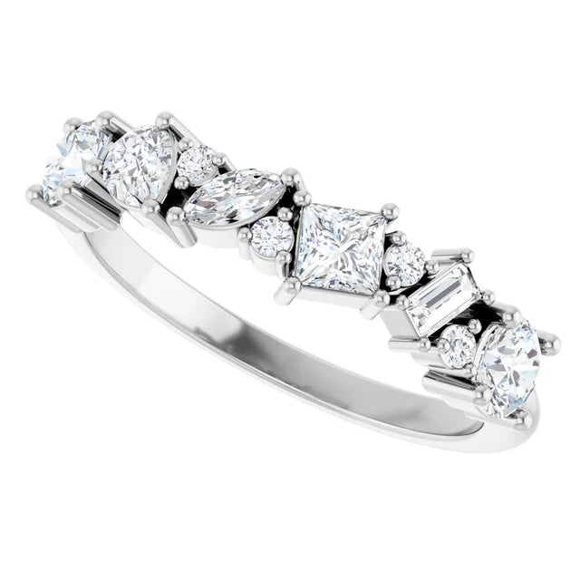 Lab-Grown Offset Multi-Shape Diamond Band