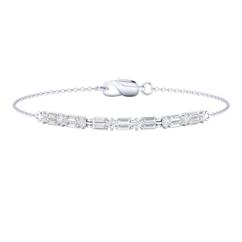 Flexi Diamond Round & Baguette Chain Bracelet