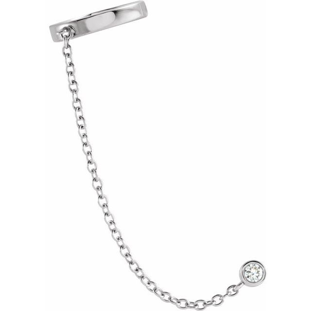 Diamond Bezel + Chain Ear Cuff