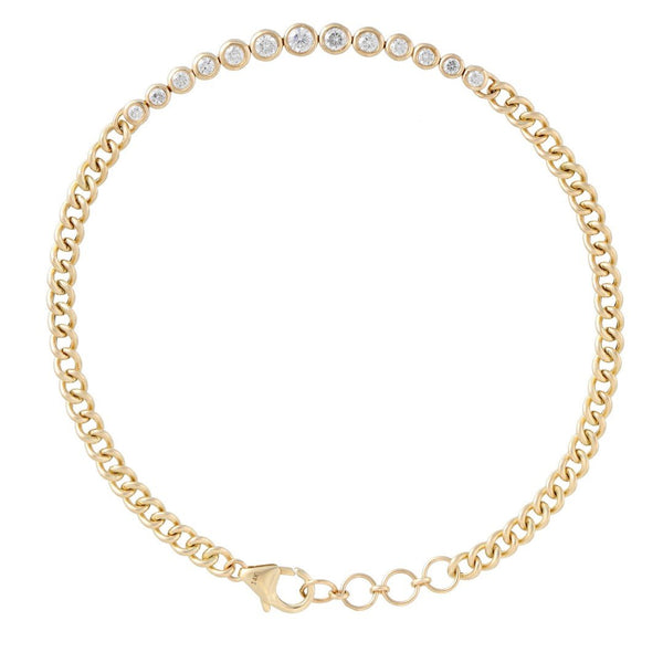 Bezel Diamond Cuban Chain Bracelet