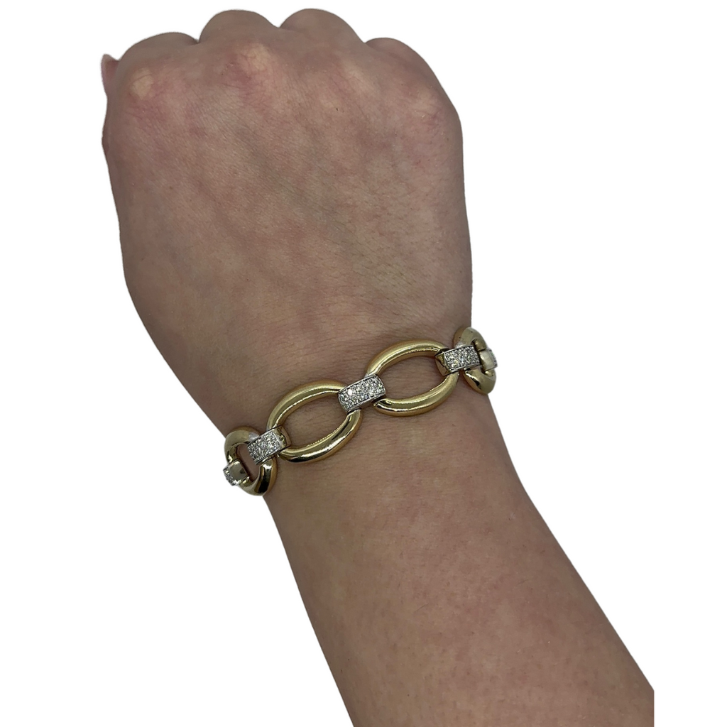 Two Tone Diamond Link Bracelet