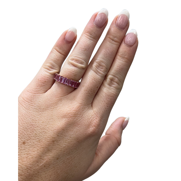 Emerald Cut Pink Sapphire Ring