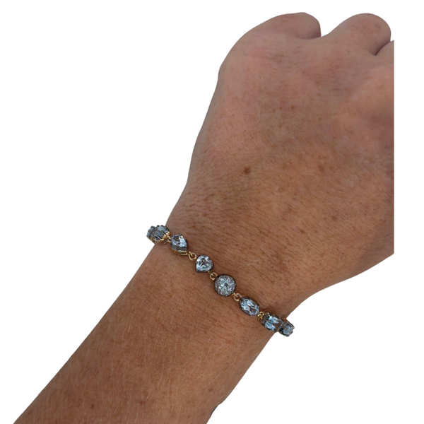 Mix Shape Georgian Set Black Rhodium Blue Topaz Bracelet