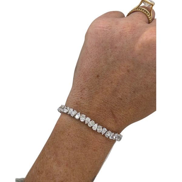 Lab-Grown Oval and Alternating Pear Tennis Bracelet