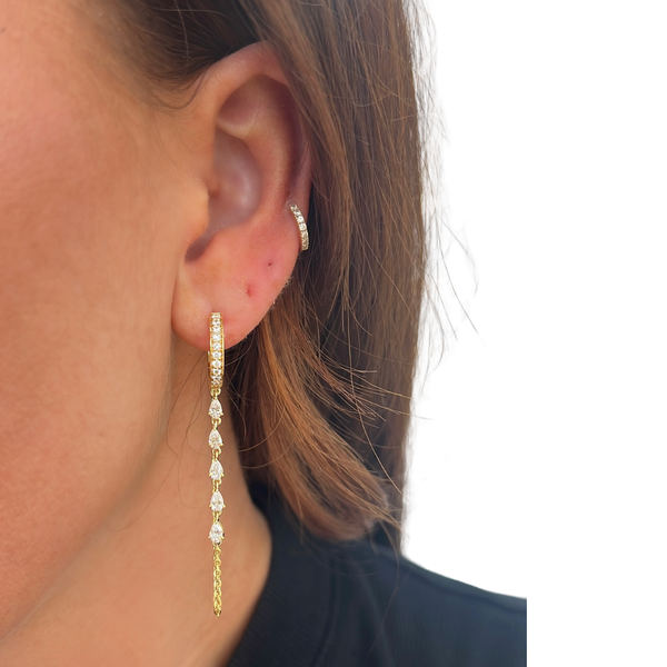 Lab-Grown Pear Dangle Chain Hoops