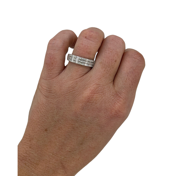 Lab-Grown Triple Row E/W Baguette & Round Band