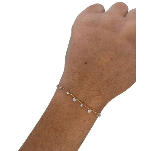 Lab-Grown Drilled Round Diamond Chain Bracelet