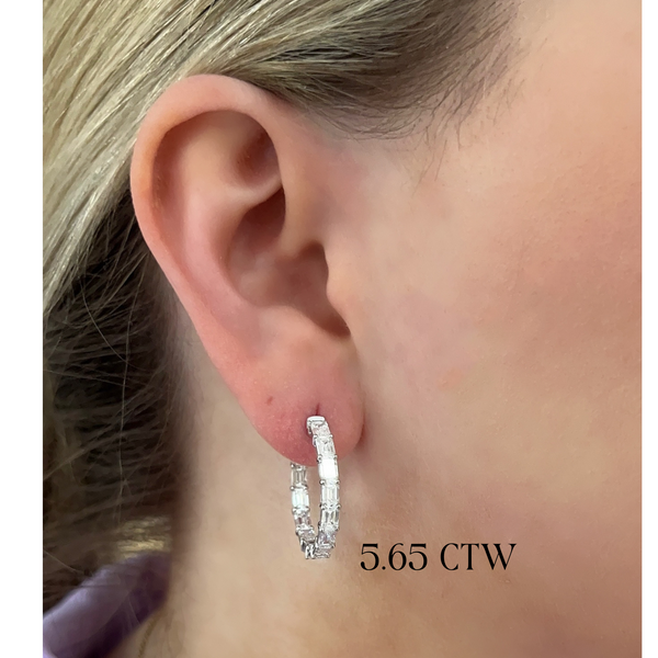 Lab-Grown Emerald Cut Inside Out Hoops