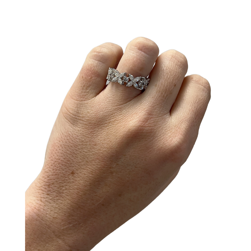 Lab-Grown Marquise and Round Eternity Band