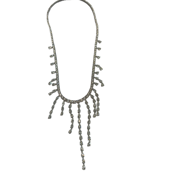 Round & Pear Shaped Dangle Tennis Necklace