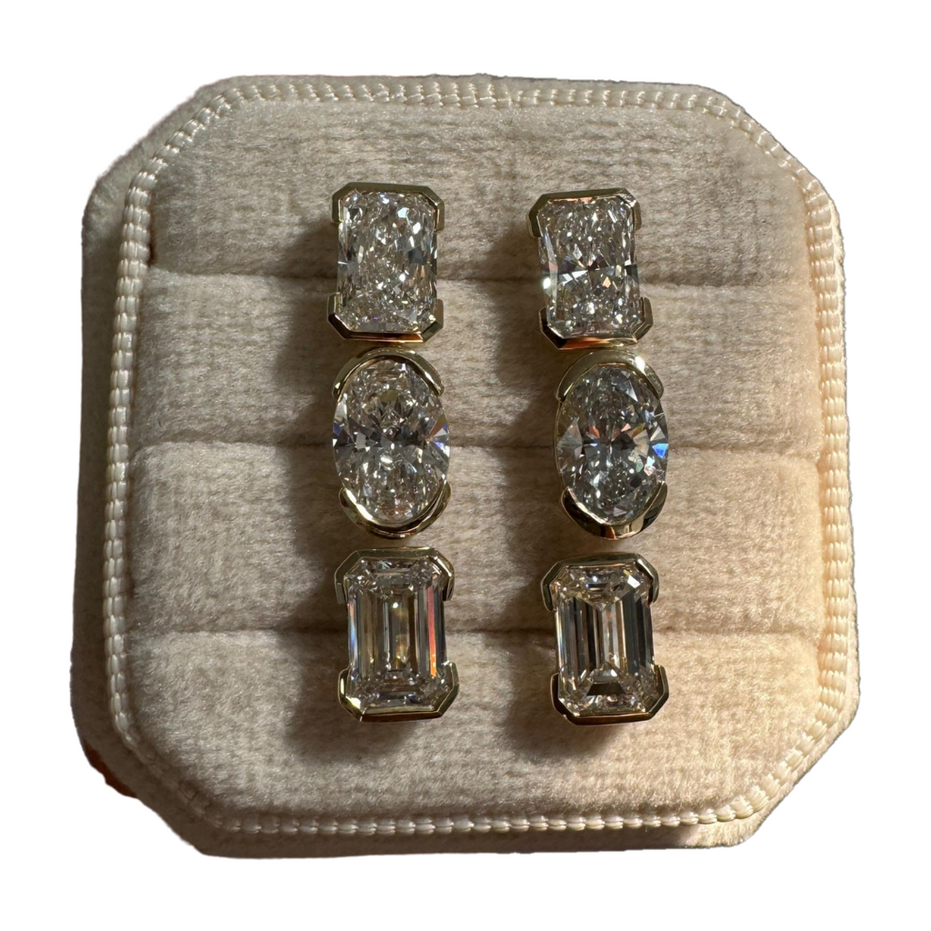 Lab-Grown Multi-Shape Half Bezel Dangle Earrings