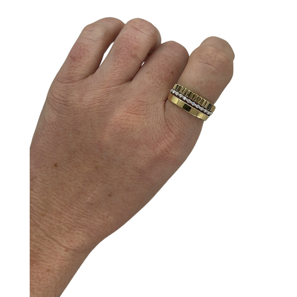 Fluted/Polished Gold Diamond Band