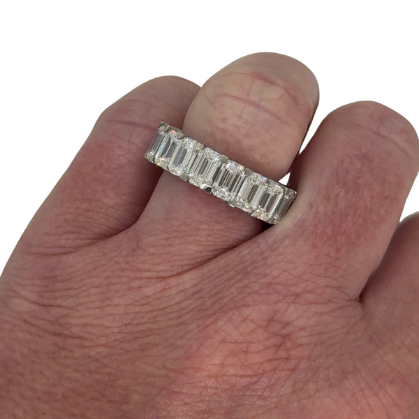 Lab-Grown Platinum Emerald Cut Eternity Band