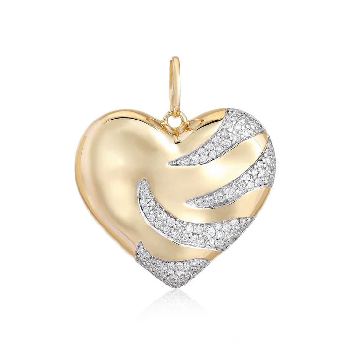 Diamond Fire Heart Charm
