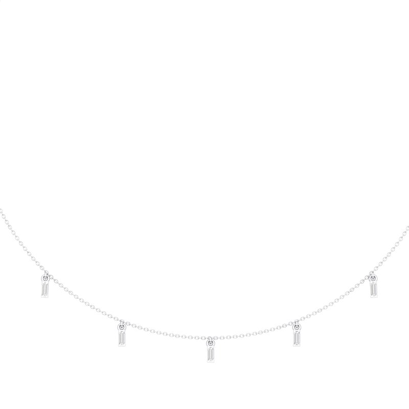 Dancing Diamond Baguette Station Necklace
