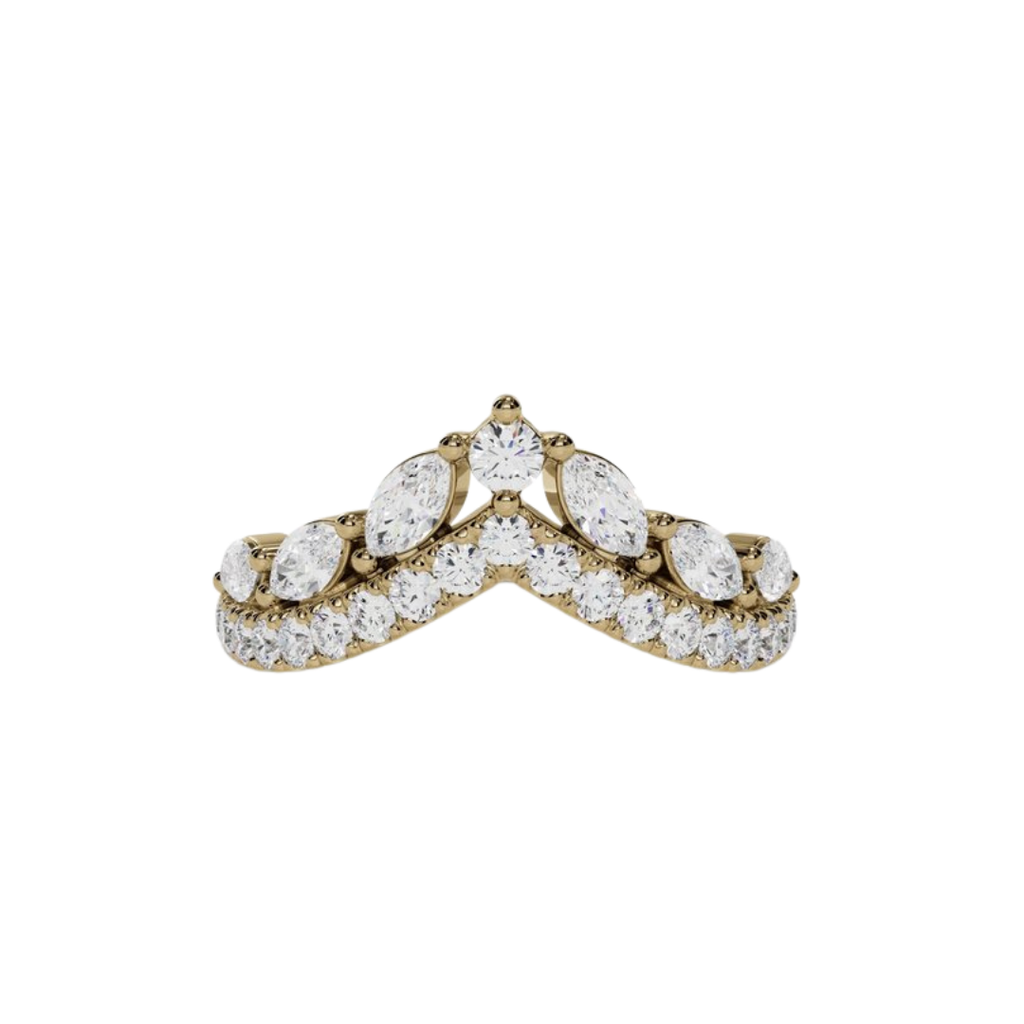 Double Row Marquise & Pave Curved Diamond Band