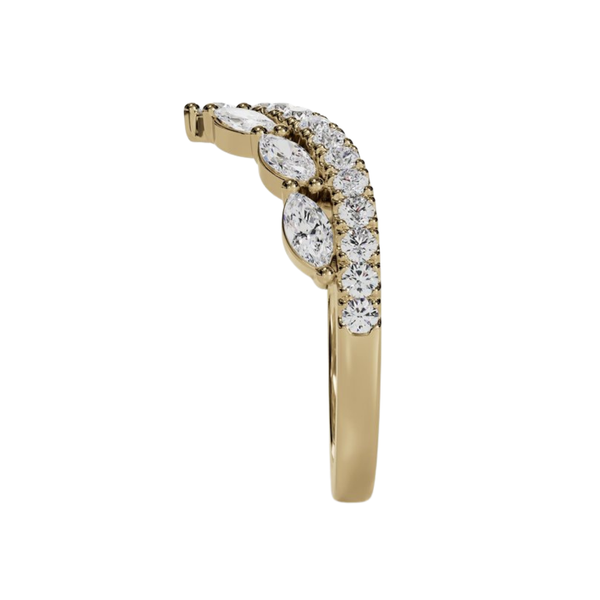 Double Row Marquise & Pave Curved Diamond Band