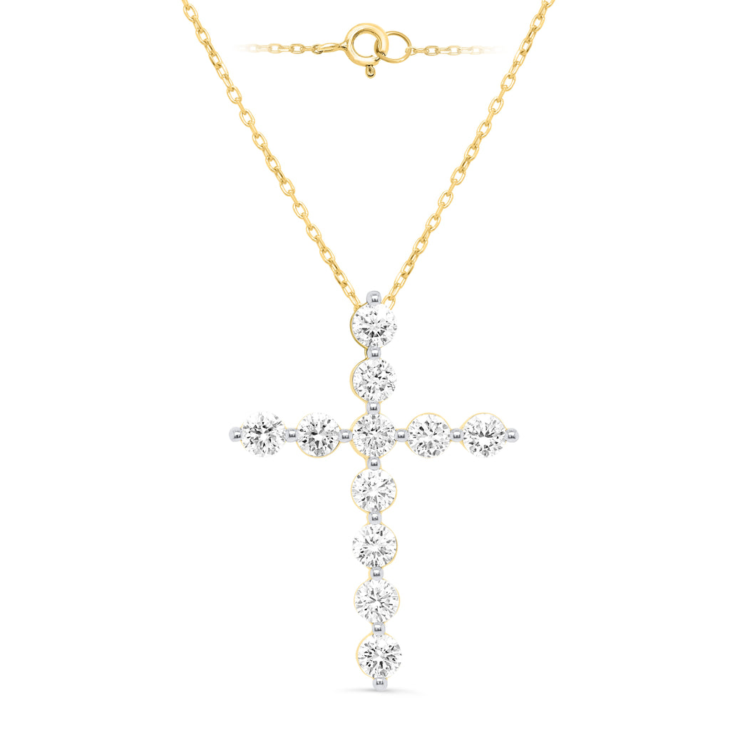 Lab-Grown Bubble Diamond Cross Necklace
