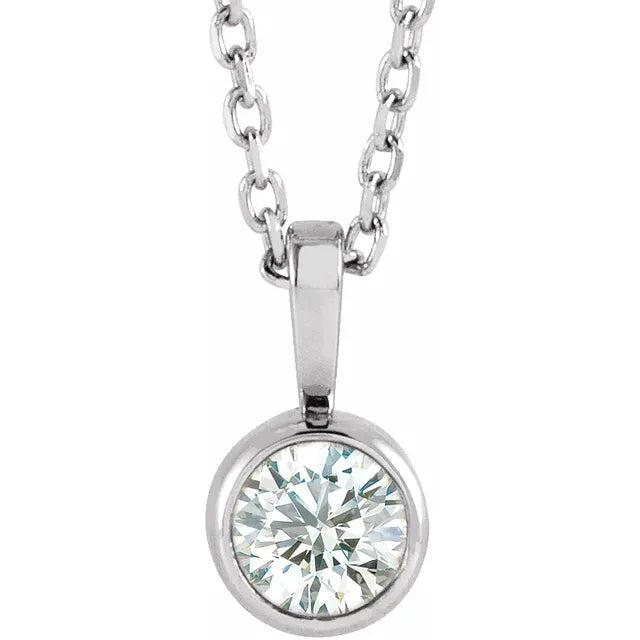 1/2 Ct Lab Grown Diamond Bezel Solitaire Necklace
