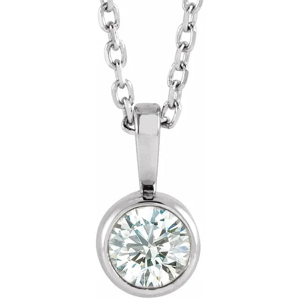 1/2 Ct Lab Grown Diamond Bezel Solitaire Necklace