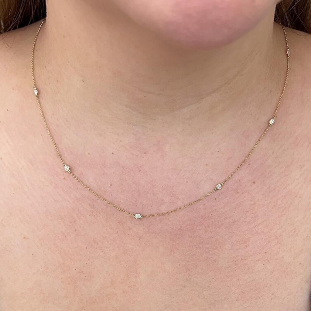 Lab-Grown 8 Diamond Station Necklace