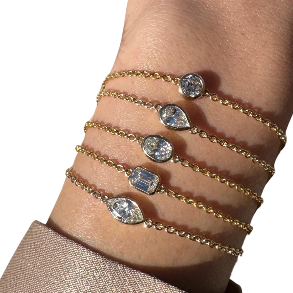 Lab-Grown Bezel Chain Bracelets