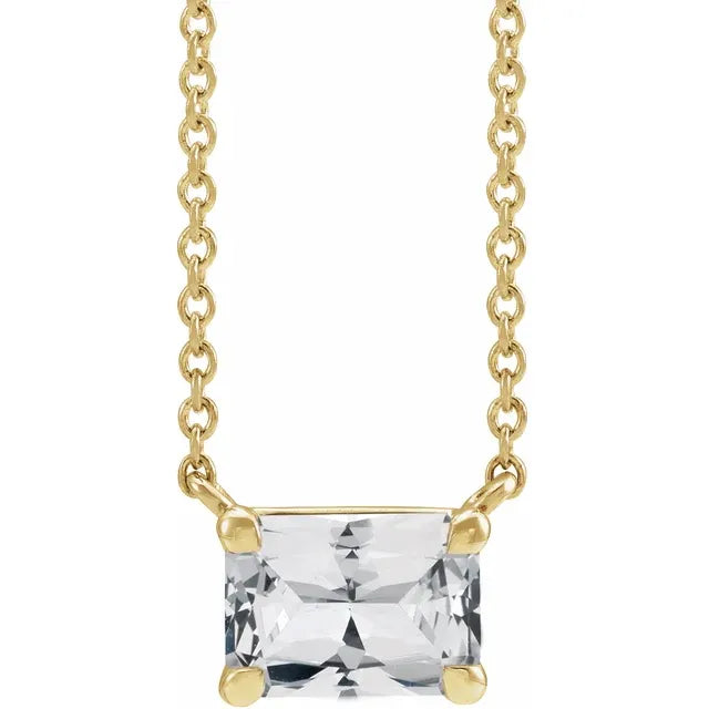 Natural Emerald Cut Gemstone Necklace