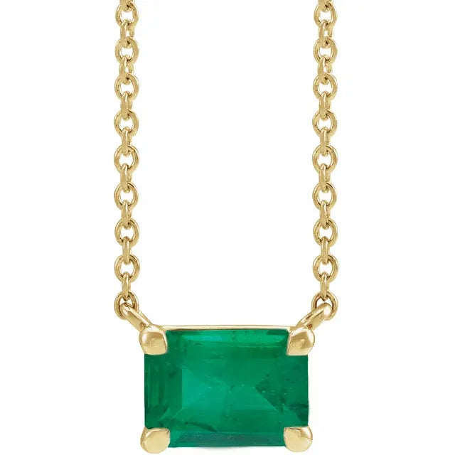 Lab-Grown Emerald Cut Gemstone Necklace