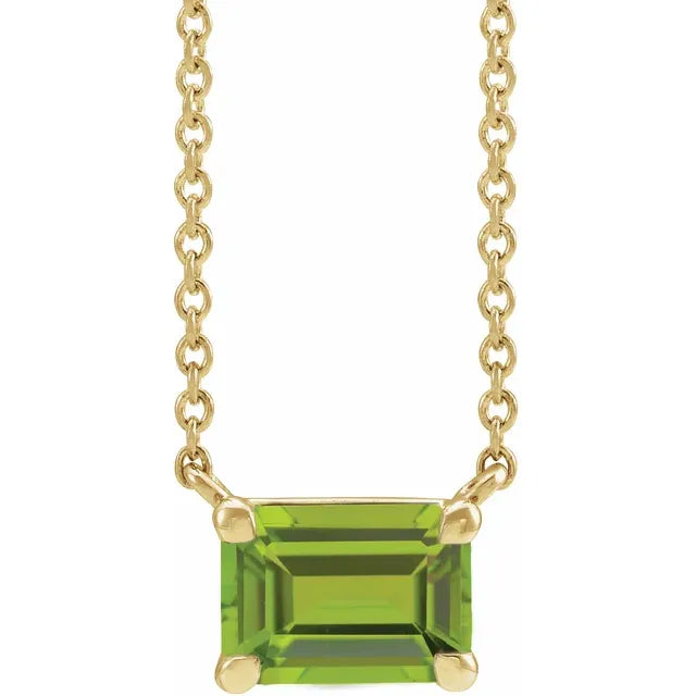 Natural Emerald Cut Gemstone Necklace