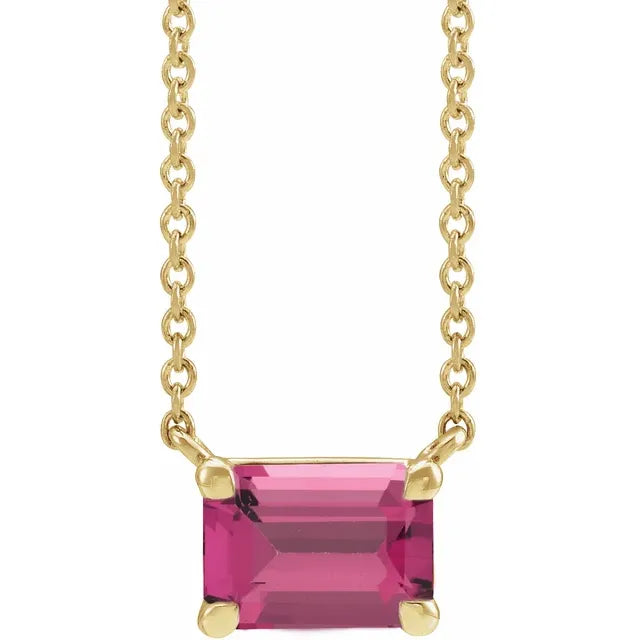 Natural Emerald Cut Gemstone Necklace