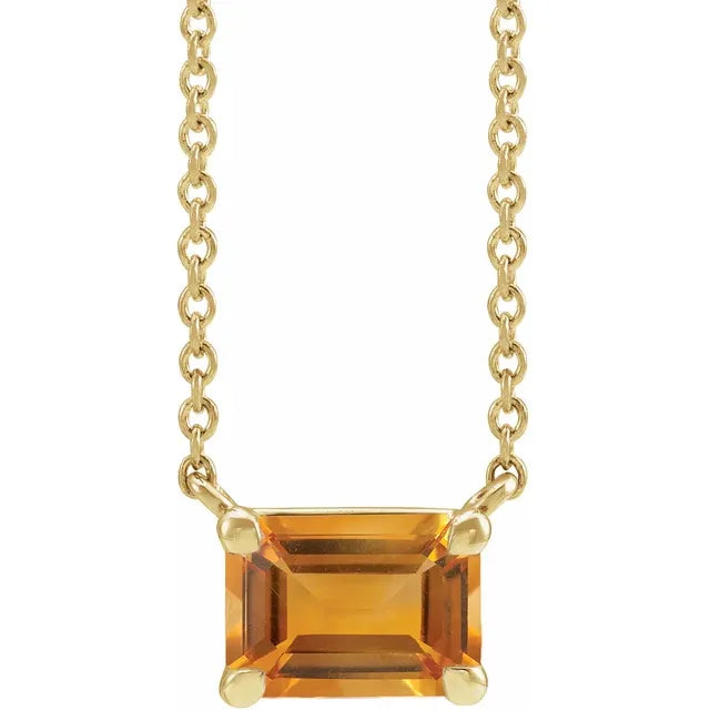 Natural Emerald Cut Gemstone Necklace