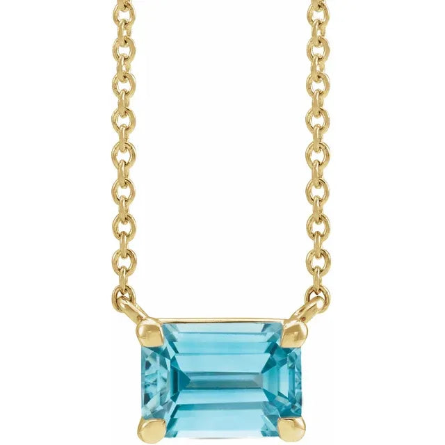 Natural Emerald Cut Gemstone Necklace