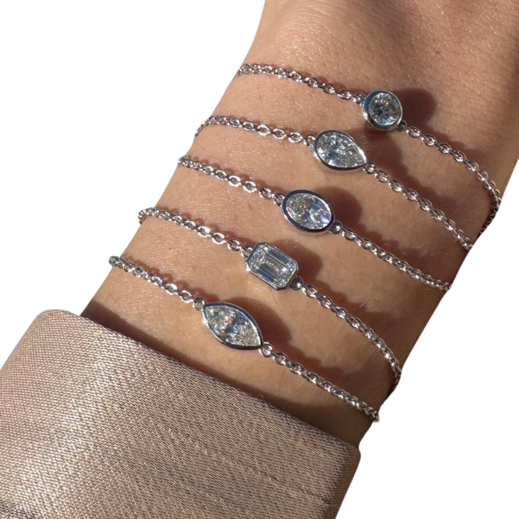 Lab-Grown Bezel Chain Bracelets