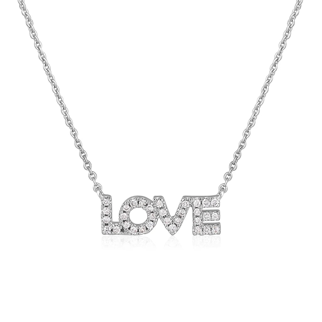 Mini Diamond "Love" Block Necklace